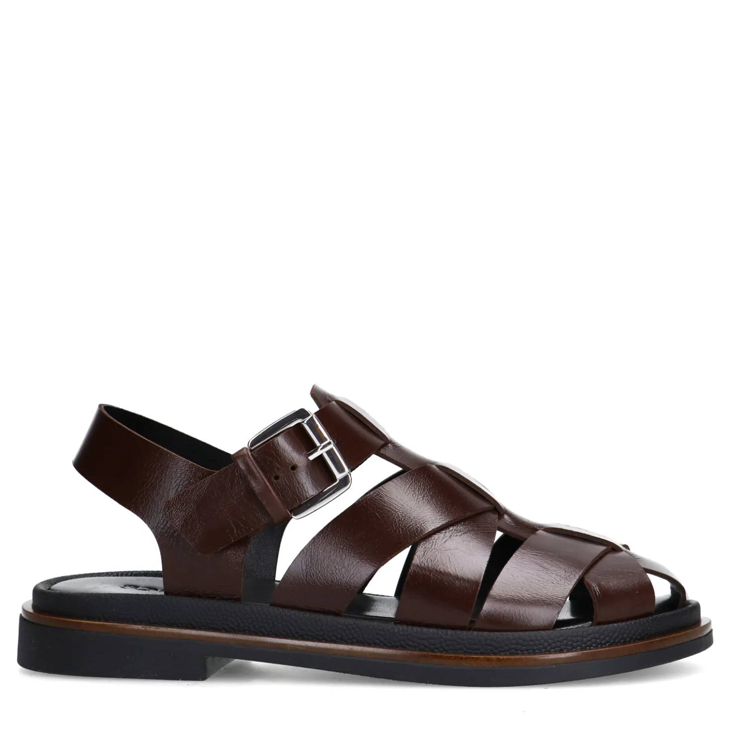 Donkerbruine leren sandalen