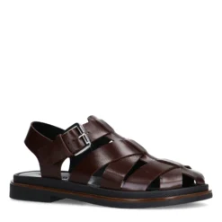 Donkerbruine leren sandalen