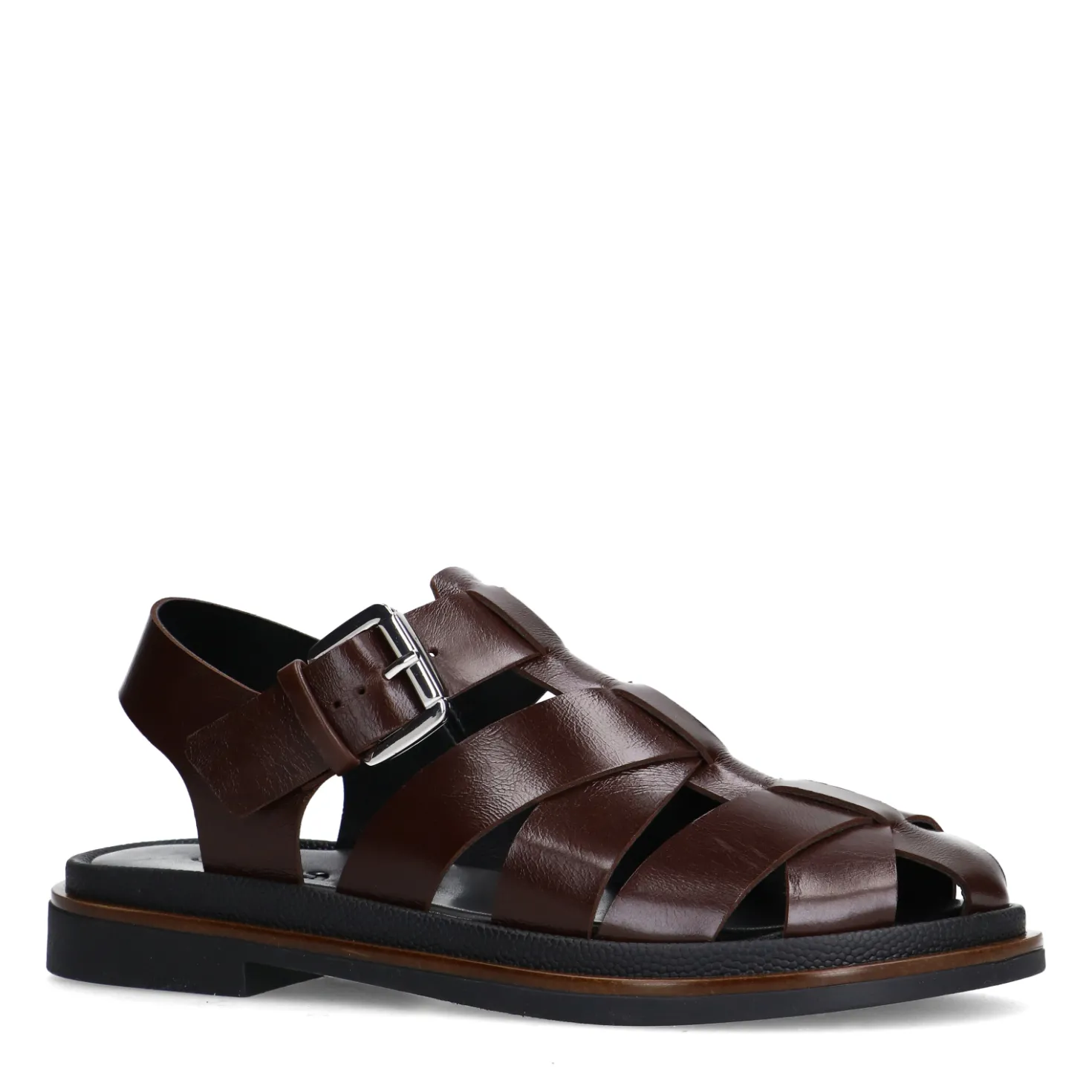Donkerbruine leren sandalen