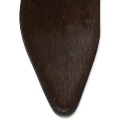 Donkerbruine pony hair enkellaarsjes met hak