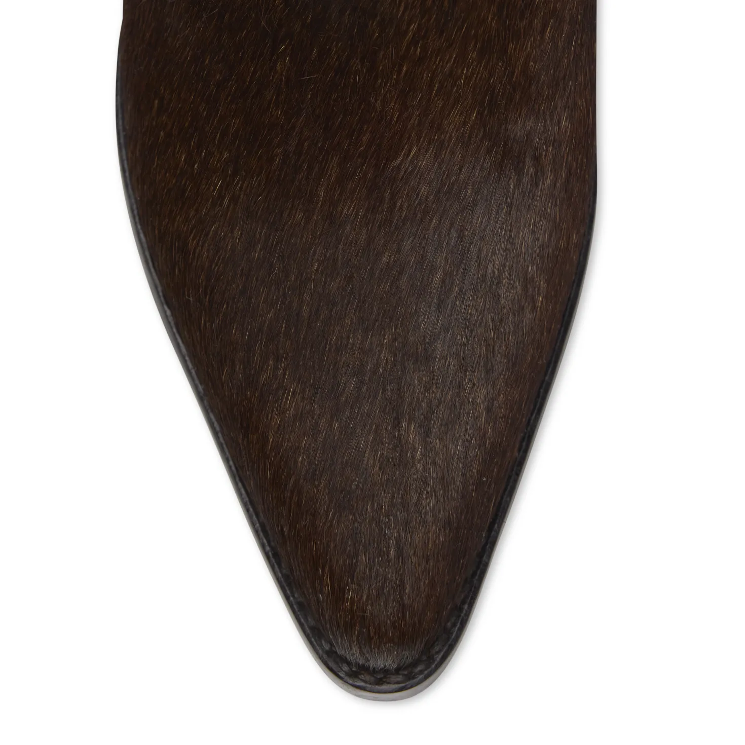 Donkerbruine pony hair enkellaarsjes met hak