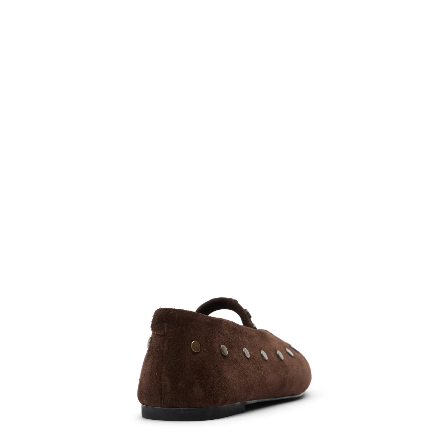 Donkerbruine suède ballerina's met goudkleurige studs