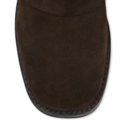 Donkerbruine suède biker boots met flap
