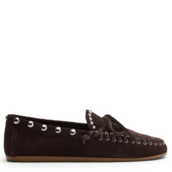 Donkerbruine suède bootschoenen met studs