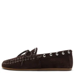 Donkerbruine suède bootschoenen met studs