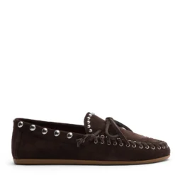 Donkerbruine suède bootschoenen met studs