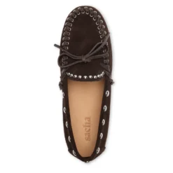 Donkerbruine suède bootschoenen met studs