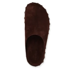 Donkerbruine suède clogs met studs