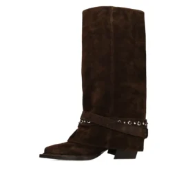 Donkerbruine suède cowboylaarzen met buckles