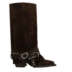 Donkerbruine suède cowboylaarzen met buckles