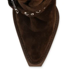 Donkerbruine suède cowboylaarzen met buckles