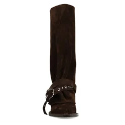 Donkerbruine suède cowboylaarzen met buckles
