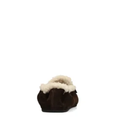 Donkerbruine suède faux fur loafers