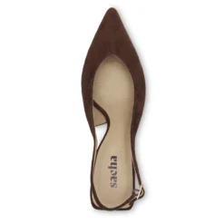 Donkerbruine suède slingback pumps