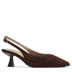 Donkerbruine suède slingback pumps