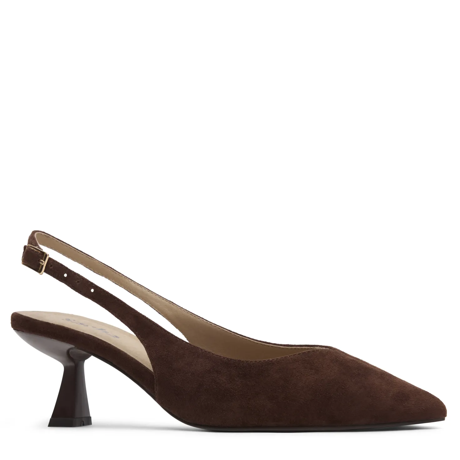 Donkerbruine suède slingback pumps