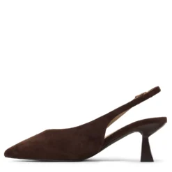 Donkerbruine suède slingback pumps