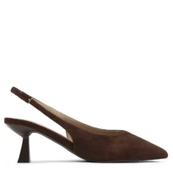 Donkerbruine suède slingback pumps