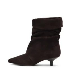 Donkerbruine suède slouchy enkellaarsjes met franjes
