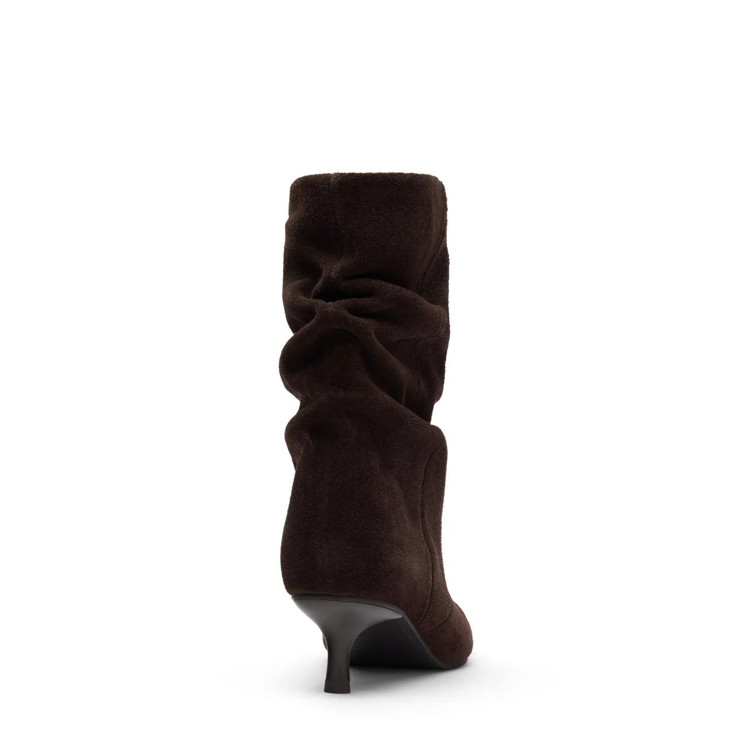 Donkerbruine suède slouchy enkellaarsjes met hak