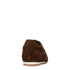 Donkerbruine suède sneakers met dubbele veters