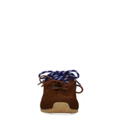 Donkerbruine suède sneakers met dubbele veters