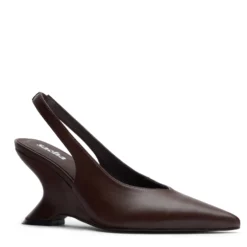 Donkerbruine wedge slingbacks