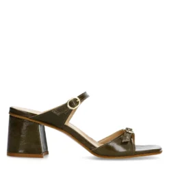 Donkergroene lak sandalen met hak