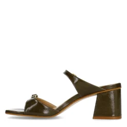Donkergroene lak sandalen met hak