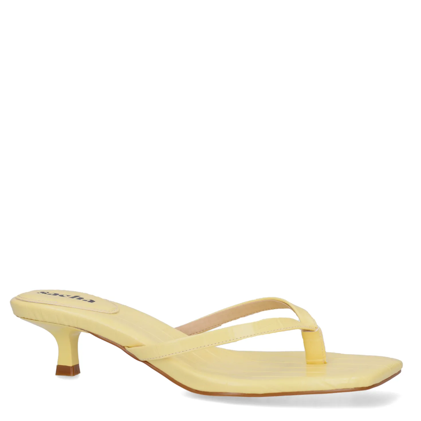 Gele croco slippers met hak