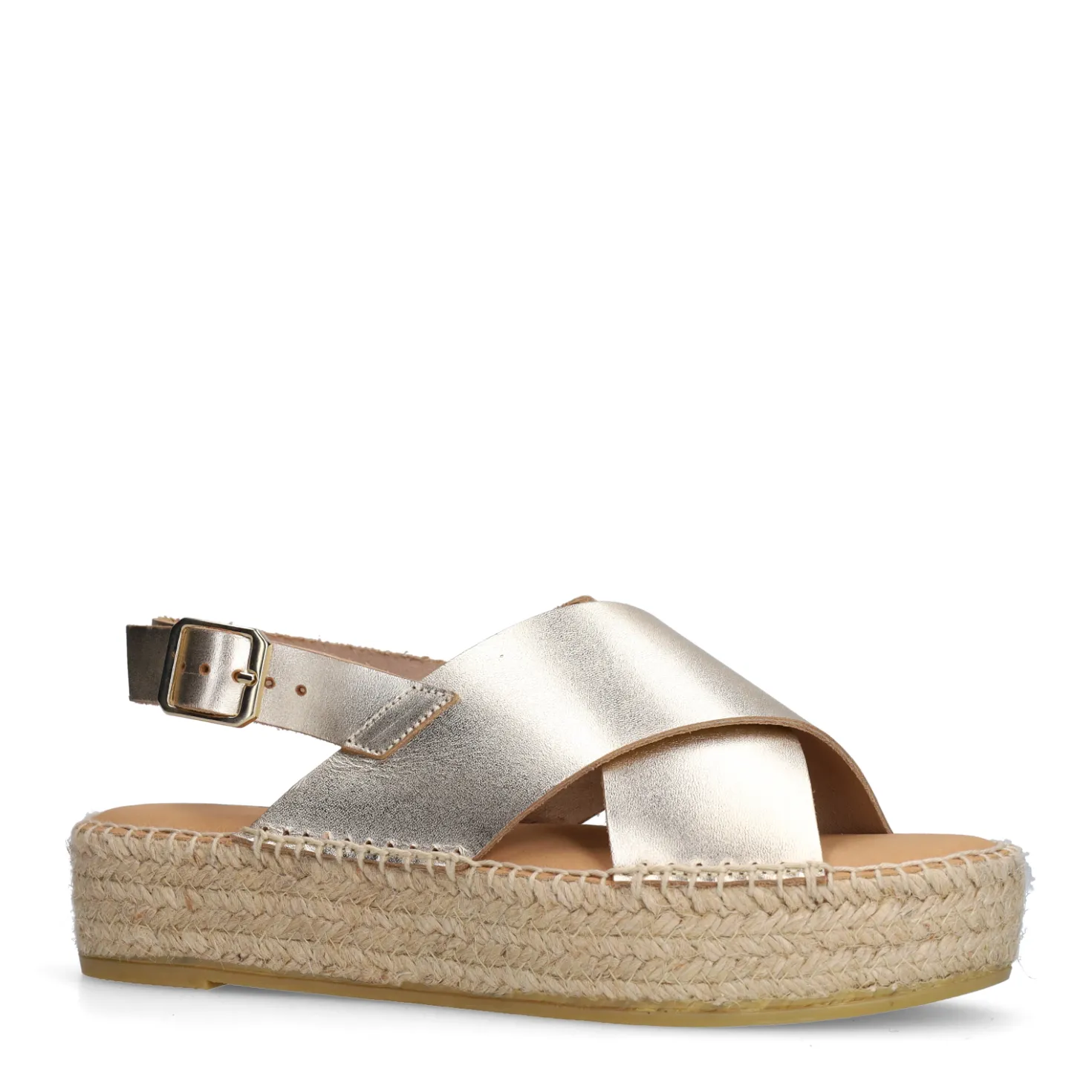 Gouden leren plateau sandalen