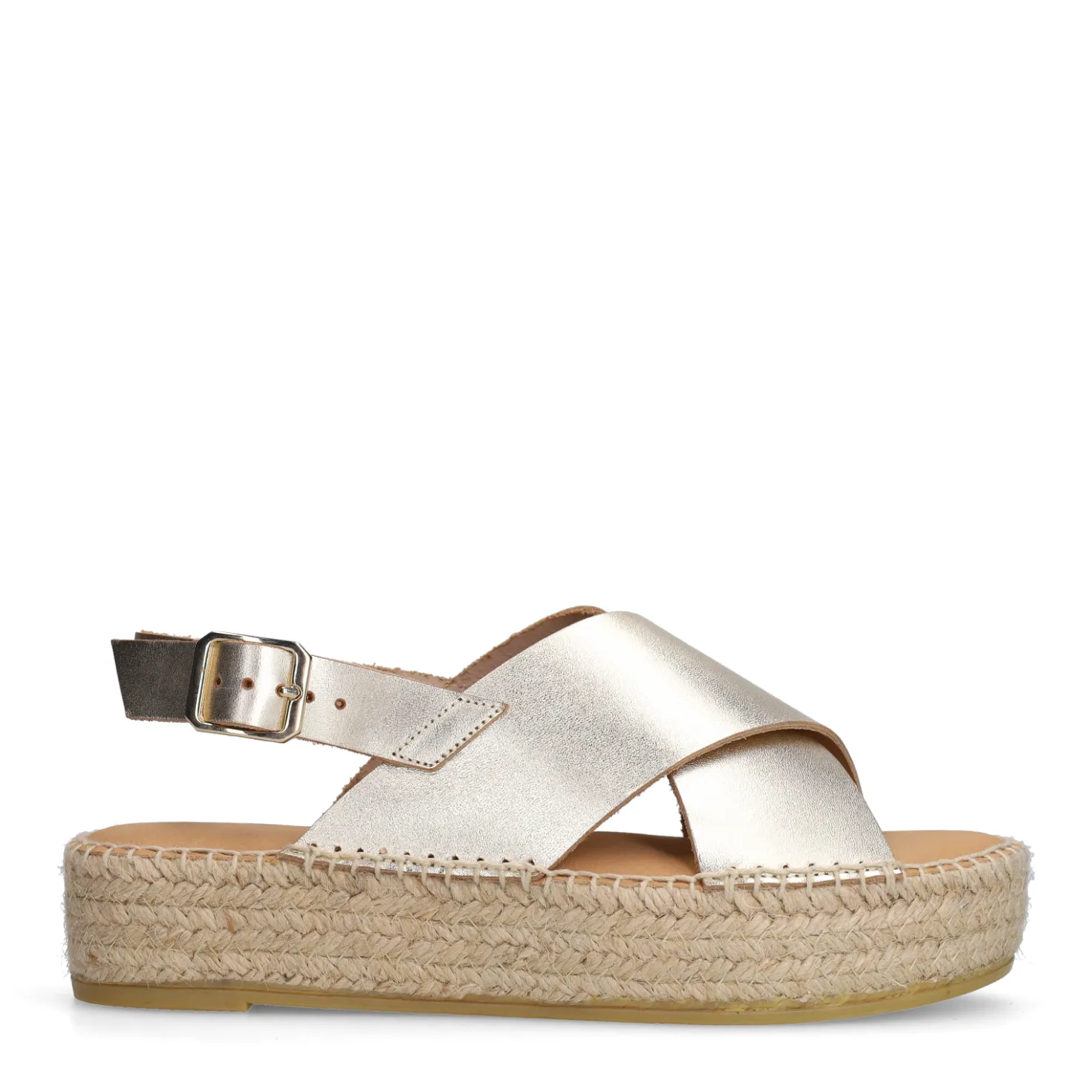 Gouden leren plateau sandalen