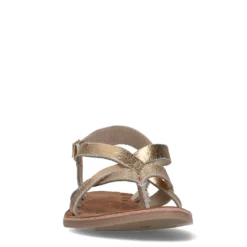 Gouden leren sandalen met gekruiste bandjes