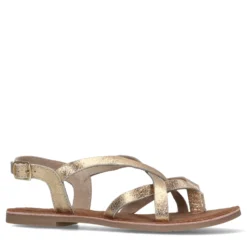 Gouden leren sandalen met gekruiste bandjes