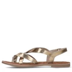 Gouden leren sandalen met gekruiste bandjes