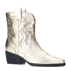 Gouden metallic cowboylaarsjes met studs