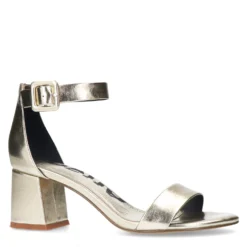 Gouden metallic sandalen met blokhak