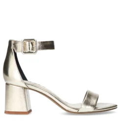 Gouden metallic sandalen met blokhak