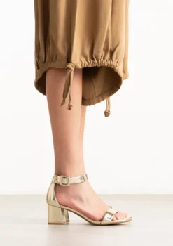 Gouden metallic sandalen met blokhak