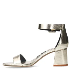 Gouden metallic sandalen met blokhak