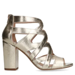 Gouden opengewerkte sandalen met hak