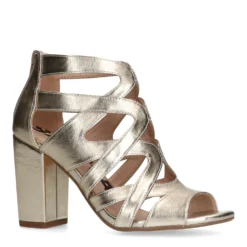 Gouden opengewerkte sandalen met hak