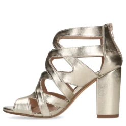 Gouden opengewerkte sandalen met hak