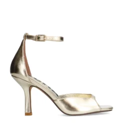 Gouden sandalen met hak