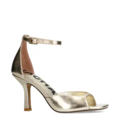 Gouden sandalen met hak