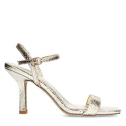 Gouden sandalen met hak