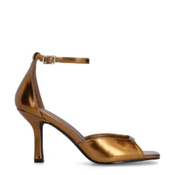 Gouden sandalen met hak