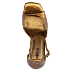 Gouden sandalen met hak