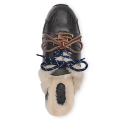 Greywashed faux fur sneaker muiltjes