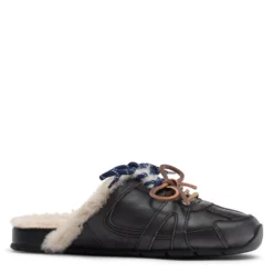 Greywashed faux fur sneaker muiltjes